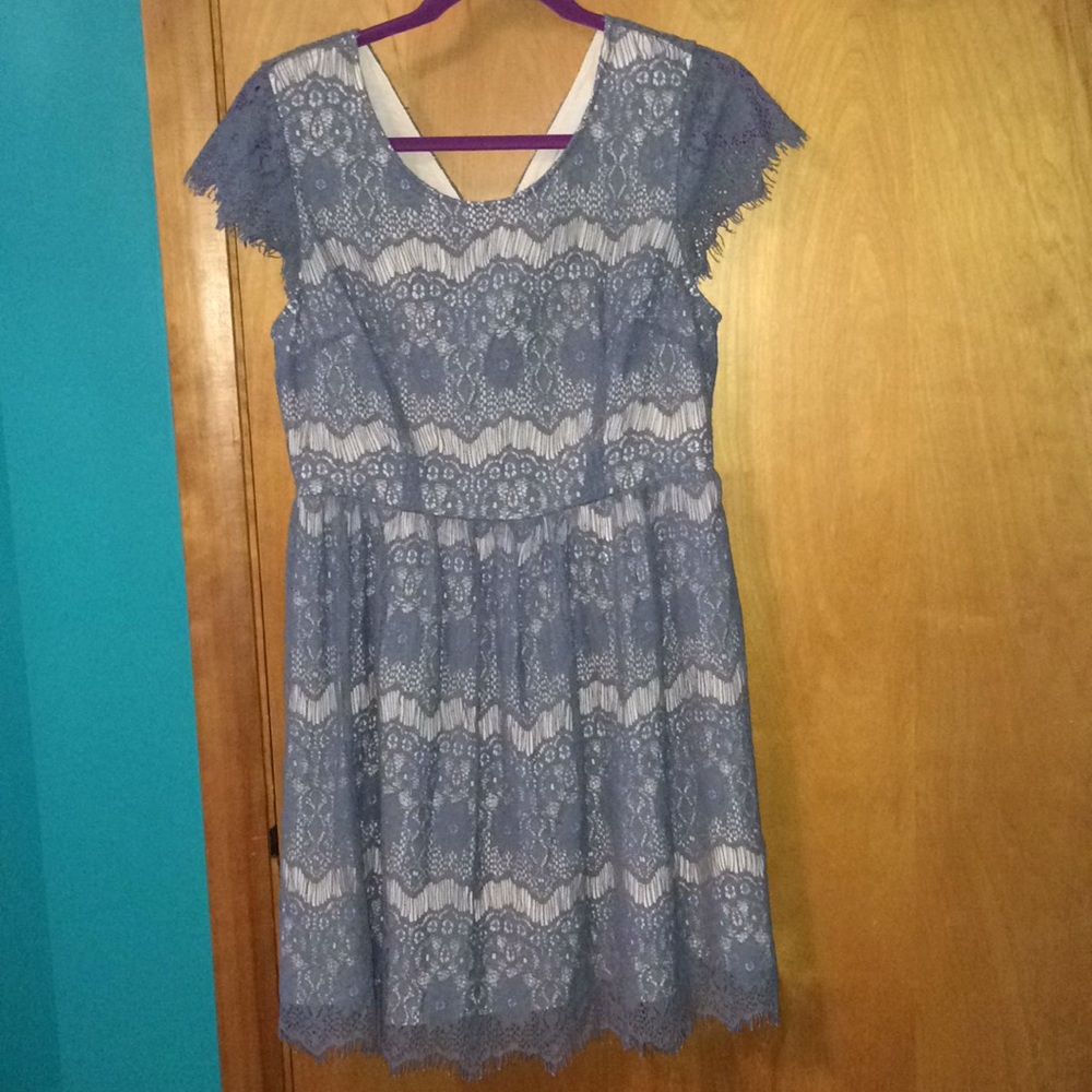 Periwinkle, lace detailed dress